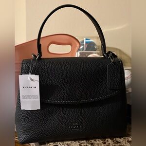 Coach Emory Top Handle Pebbled Black Leather Bag NWT